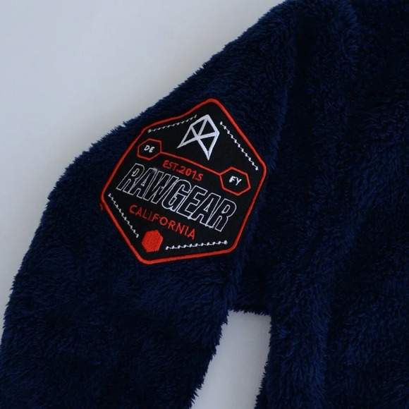 Raw Gear Navy w Orange Piping Soft Fleece Zip Embroidered Sweater Unisex S NWT - Picture 10 of 12